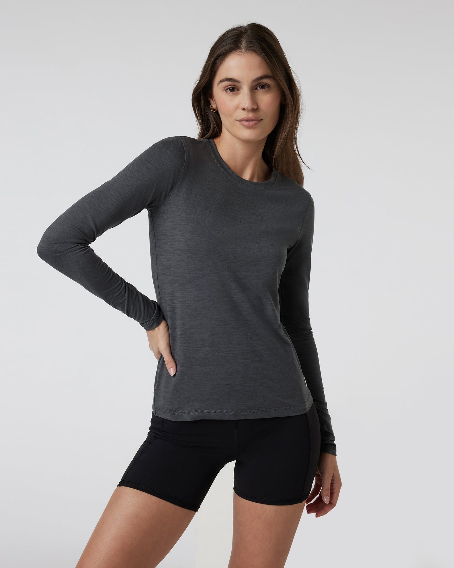 Long Sleeve Lux Crew Dark Pewter Heather, XXL