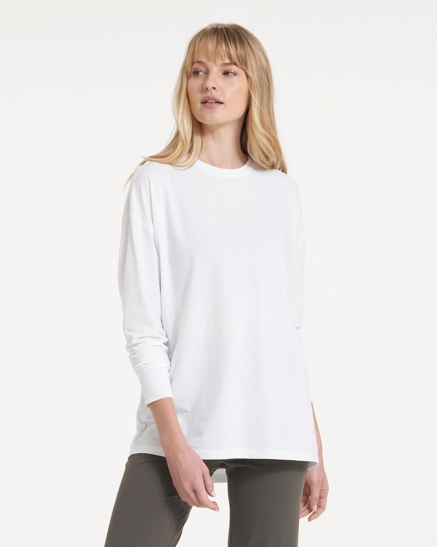 Long-Sleeve Feather Tee White, XXL